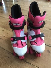 No Fear Adjustable Quad Roller Skates Pink Grey Girls UK Size 1-4 Roller Skates Skates price
