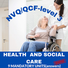 NVQ QCF Level 3 Health And Social Care Diploma - All 9 Mandatory Units Answers Social Studies price
