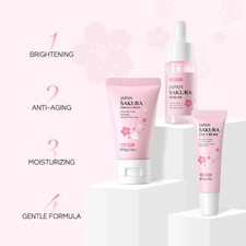 3pcs/set Vitamin C 24K Golden Sakura Skin Care Sets Face Cream Serum Eye Cream Face Care Sets price