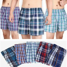 1-12Pack 100%Egyptian Cotton Mens Woven Boxer Shorts Underwear Button Fly S-4XL Men's Boxer price