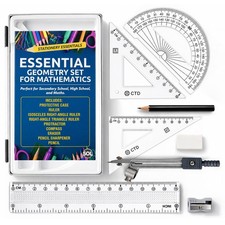 8 Pcs Professional Maths Geometry Set Compass Ruler Protractor Case School Exam Geometry price