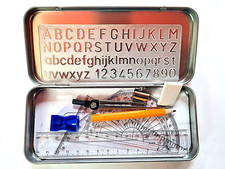 10 Pcs Maths Geometry Compass Set School Ruler Protector Square Tin Case Stencil Geometry price