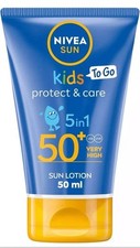 NIVEA Sun Kids Protect & Care To Go SPF 50+ Lotion 50ml Moisturising Kids Sun... Sun Creams and Lotions price