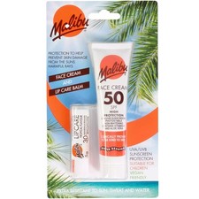 Malibu Sun Duo Pack, SPF 50 Face Cream Sunscreen and SPF 30 Lip Balm Protection Sun Creams and Lotions price