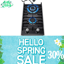 30 cm Gas Cooktop Black Tempered Glass 2 Burners Built-in Hob NG/LPG Convertible Built-in Cooktops price