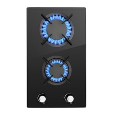30 cm Gas Hob 2Burners Black Glass Built in Gas Cooktop Cast Iron Support NG/LPG Built-in Cooktops price