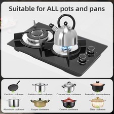 2 Burners Gas Hob 30cm Black Tempered Glass Kitchen Built in Gas Cooktop NG/LPG Built-in Cooktops price