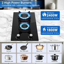 2 Burners Gas Hob 30cm Black Tempered Glass Built in Gas Cooktop NG/LPG New Built-in Cooktops price