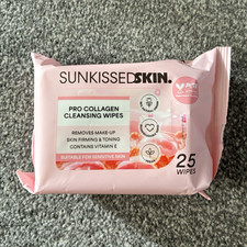 SUNKISSED SKIN Pro Collagen Cleansing Wipes Face Sensitive Vegan 25 wipes Makeup Removers price
