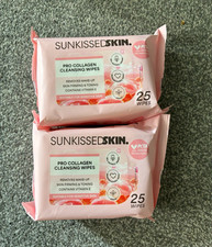 SUNKISSED SKIN Pro Collagen Cleansing Wipes Face Sensitive Vegan 25 wipes Makeup Removers price