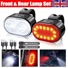 2x Mountain Bike Lights USB Rechargeable Bicycle LED Torch Front Rear + Lamp Set Bicycle Accessories price