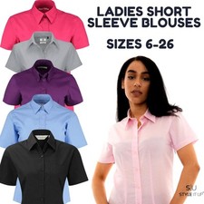 Ladies Womens Short Sleeve Blouses Office Shirts Work Formal Smart Top Size 8-26 Blouse price