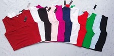New Women's Stretchy Crop Tops Ladies Plain Blouse Sleeveless Vest T-Shirt Racer Blouse price