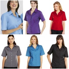 SIMON JERSEY LADIES SHORT SLEEVED OFFICE BLOUSE CORPORATE BUSINESS SMART SHIRT Blouse price