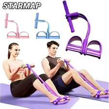 4 Tube Pedal Resistance Band Sit Up Pull Rope Yoga Fitness Exercise Equipment UK Fitness Equipment price