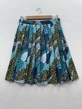 H&M Women’s 8 Pleated Skirt Polka Dot Leaf Print Blue American Classics price