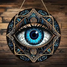 Bohemian Evil Eye Wooden Wall Decor Round Protection Hanging Door Window Art Wooden Wall Art price