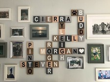 LARGE 3D WOODEN SCRABBLE TILES LETTERS  WALL ART FAMILY TREE MIX MATCH CROSSWORD Wooden Wall Art price