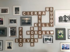 OAK LARGE 3D WOODEN SCRABBLE TILES LETTERS  WALL ART  FAMILY TREE CROSSWORD Wooden Wall Art price