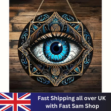 Bohemian Evil Eye Wooden Wall Decor Round Protection Hanging Door Window Art Wooden Wall Art price