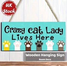 Crazy Cat Lady Wooden Wall Arts Sign Room Decoration Hanging Plaques Gift Idea Wooden Wall Art price