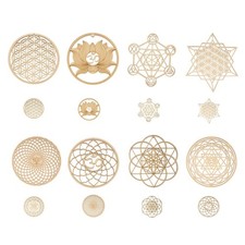 Wooden Floral Wall Art with Crystal Grid, Sacred, Hanging Decoration, Sculpture, Wooden Wall Art price