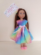 14 "Dolls Handmade Clothes - Fits Wellie Wishers - Glitter Girl Doll  Dress/ Bow Fitwear (Fitness Clothing) price