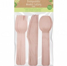 BBQ Camping Cutlery Set 15 piece Wooden Biodegradable Festival Party Food Fork Camping Set & Festival Package price