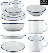 Highlander Vintage Style Camping White Enamel Camping Festival Cup Bowl Plate Camping Set & Festival Package price