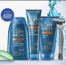 AVON CARE MEN ESSENTIALS shampoo conditioner body wash after shave gel balm After Shave Care price