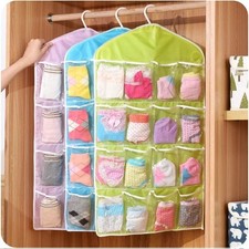 16 Pockets Clear Hanging Bag Wardrobe Organizer Socks Clothes Storage Hanger Wardrobe Organiser price
