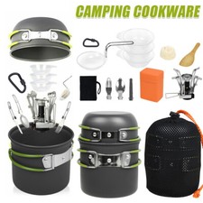 14Pcs Kitchen Utensils Set Hiking Picnic Cooking Bowl Pot Pan Knife Spoon Kit UK Camping Kitchen price