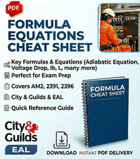 2026 Formula Equations Cheat Sheet Inspection Testing AM2 2391 2396 City Guilds Test Sheets price