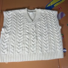 H&M Women’s Cream/White Knitted Sweater Vest XL Best Fits UK 12-14 Knitwear Women's Sweater & Cardigan & Knitwear price