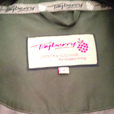 Tayberry Women's Green Hooded Wax Jacket Mid-Length Cotton Twill Button M Women's Coat price