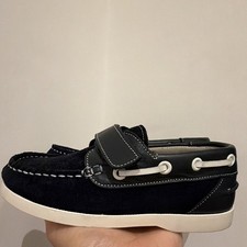 R&R Boys Navy Boat Shoes UK 10 Hook & Loop Closure Round Toe Logo Boys' Boat Shoes price