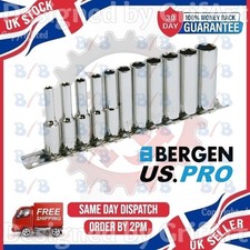 US PRO 11PC DEEP DRIVE SOCKET SET 4-13MM SOCKETS WITH RAIL LONG REACH 1/4" DRIVE Socket Set price