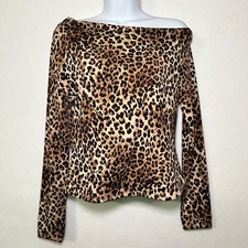 Madden Girl Cheetah Mob Wife Y2K Baddie Indie Sleaze Rock Asymmetrical Top  L Girls' Jersey price