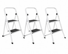Kingrack Folding 2 Step Ladder Pack Of 3 for DIY and Gardening 150kg Capacity Ladders price