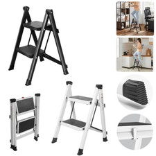 2 STEP LADDER STOOL KITCHEN DIY HOME DOUBLE FOLDING NON SLIP HEAVY DUTY COMPACT Ladders price