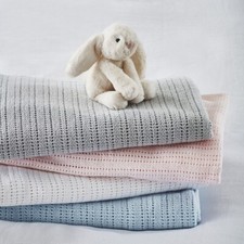 100% Cotton Cellular Blanket (Unisex) Size Approx 70x90cm Ideal for Pram car co Cotton price