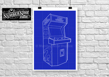 Retro Arcade Machine Blueprint Artwork Print, limited number, artist signed.Rare Blueprint Machine price