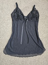 Size Medium Black Babydoll Nightdress Lingerie Mesh & Lace Babydoll price