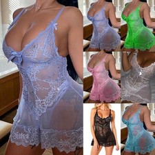 PLUS SIZE Women Sexy Lace Nightdress See Through Lingerie Babydoll Nightwear Babydoll price