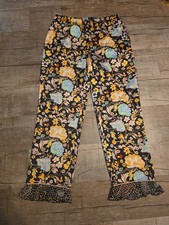 Victoria Satin Pajama Pants Size Small Floral Print With Pockets Babydoll price