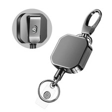 Heavy Duty Retractable Carabiner Key Chain Badge Holder With Steel Cord keychain Keychain price