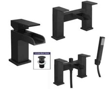 Bathroom Modern Waterfall Black Basin Sink Mono Square Mixer Tap Filler Waste Tap price