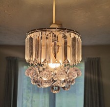Crystal Drop Bead Chandelier Ceiling Pendant Light Silver Chandelier price