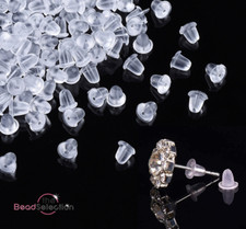 50-200 SOFT SILICONE CLEAR RUBBER HYPOALLERGENIC EARRING BACKS STOPPERS 4mm AB24 Silicone price