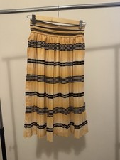 Temperley London Women's Yellow & Black Striped Pleated Midi Skirt Size 8 Zip Skirt price